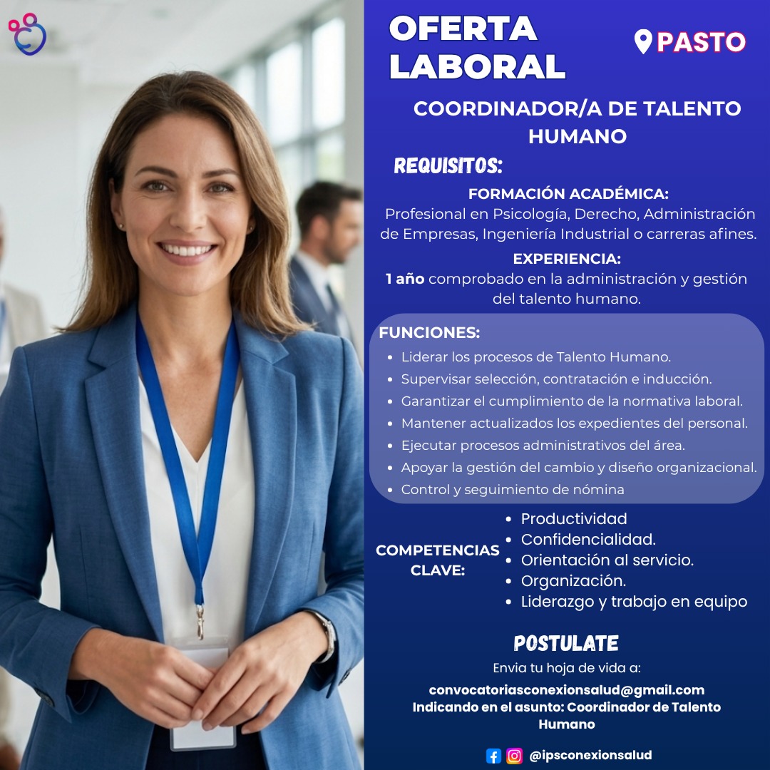 Convocatoria Coordinador de Talento Humano